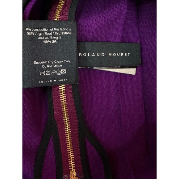 Roland Mouret Antila Purple Wool Crepe Limited Edition Dress US 10 Dry Cleaned - Picture 16 of 16